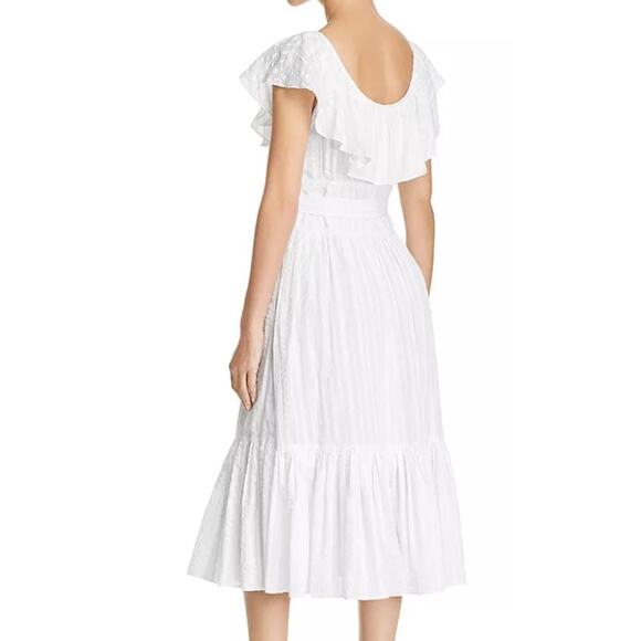 Tory Burch White Striped Seersucker Tiered Dress Sz. 4 - Picture 4 of 10